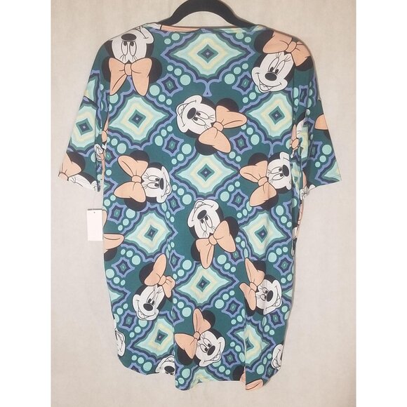 LuLaRoe Irma Disney tunic Minnie mouse green polyester blend size xxs READ new - Picture 2 of 9